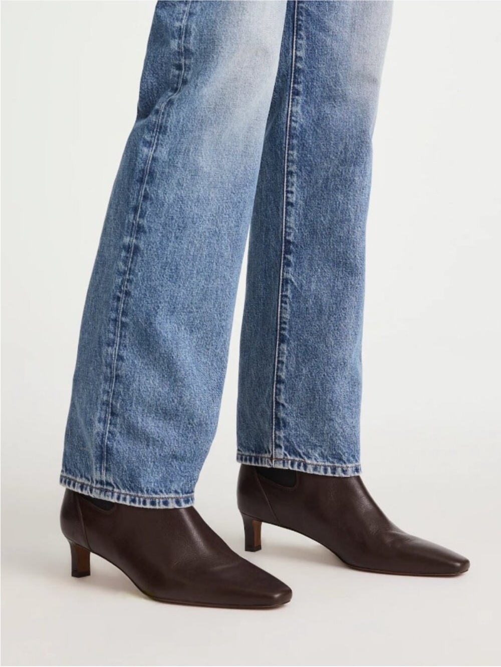 Madewell The Dimes Kitten Heel Turkish Coffee Crinkle Leather Boots - Picture 4 of 12